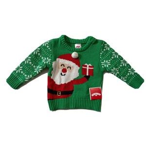 Christmas Holiday Time Toddler Baby Girl or Boy Santa Claus Sweater Sz 12M